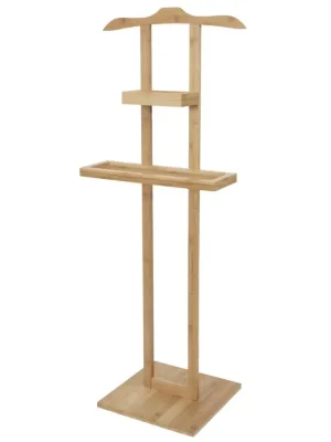 Autentický Bambusový stojan na oblečení s odkládací plochou Compactor Bamboo - 44,5 x 32 x 115 cm