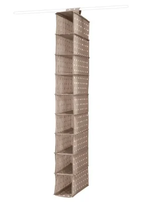 Závěsný organizér na boty a prádlo Compactor Rivoli 15 x 30 x 128 cm, 9 polic, hnědý Omezená Nabídka