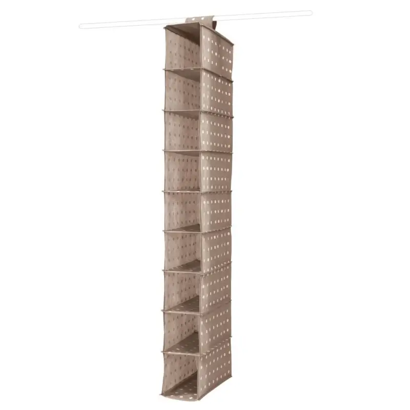 Závěsný organizér na boty a prádlo Compactor Rivoli 15 x 30 x 128 cm, 9 polic, hnědý Omezená Nabídka