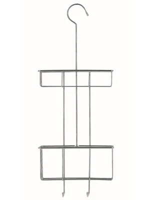 Poslední Šance Dvojitý závěsný košík do sprchy s háčkem Compacto Keep, chrom, 22,4 x 8,5 x v. 59 cm