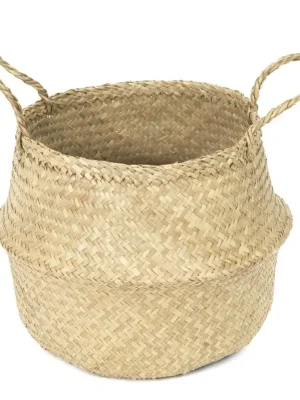 Cenový Hit Pletený úložný košík Compactor Belly M,mořská tráva přírodní, 35 x 32 cm