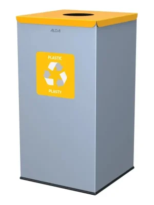 Koš na tříděný odpad Eko Square Nord 90 l, žluté víko - plast, lakovaná ocel, šedá Oblíbený