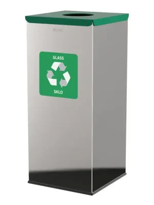 Nejprodávanější Koš na tříděný odpad Eko Square 60 l, zelené víko - sklo, nerez ocel, lesklá