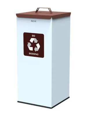 Koš na tříděný odpad Eko Square Nord 60 l, hnědé víko - bio, lakovaná ocel, bílá Nová Kolekce