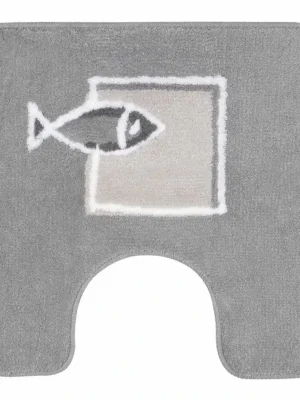 Cenová Bomba Spirella koupelnová WC předložka ANDROS, šedá, polyester, motiv rybičky, 50 x 50 cm