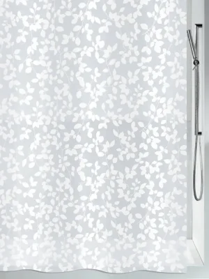 Bezpečná Platba Spirella sprchový závěs BLATT, motiv rostlin, bílý, PEVA, 180 x 200 cm