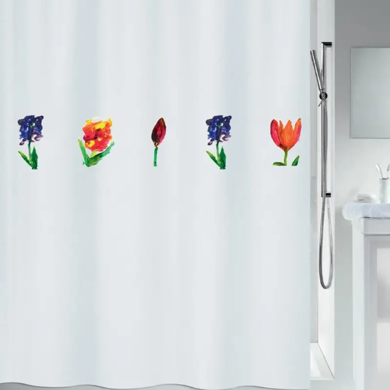 Cenový Hit Spirella sprchový závěs MANO, motiv květin, bílý, 240 x 180 cm, polyester