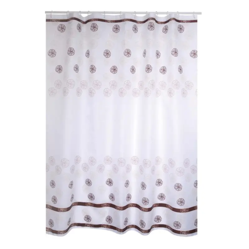 Nejlepší Volba MSV sprchový závěs KAYA, vzorovaný, bílo-hnědý, 180 x 200 cm, polyester, s kroužky