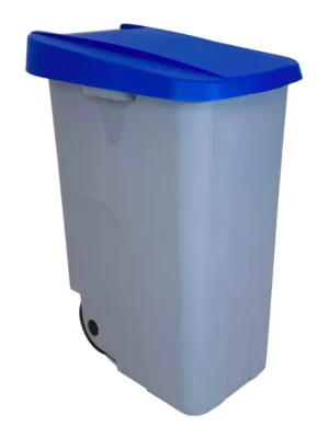 Denox odpadkový koš RECICLO na tříděný odpad 85 L, modré víko, plastový s kolečky Značkový