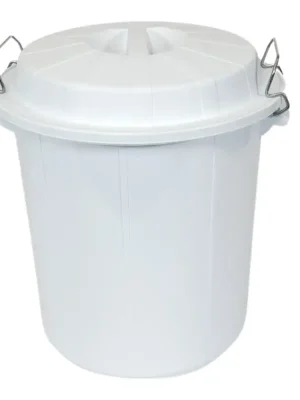Autentický Denox nádoba na odpad s víkem INDUSTRIAL, 50 L gastro, uzavírání, bílý, pevný plast