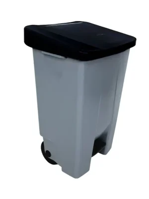 Denox nášlapný odpadkový koš na tříděný odpad 120 L, černé víko, plastový s kolečky Originální