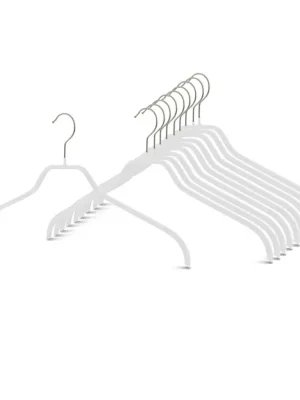 Nová Kolekce MAWA kovové ramínko SILHOUETTE, ergonomické, protiskluzové, 45 cm, bílé, 10 ks