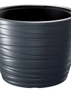 Sleva Květináč nízký s vkladem MAZE antracit 37,5cm Prosperplast DLMZ400