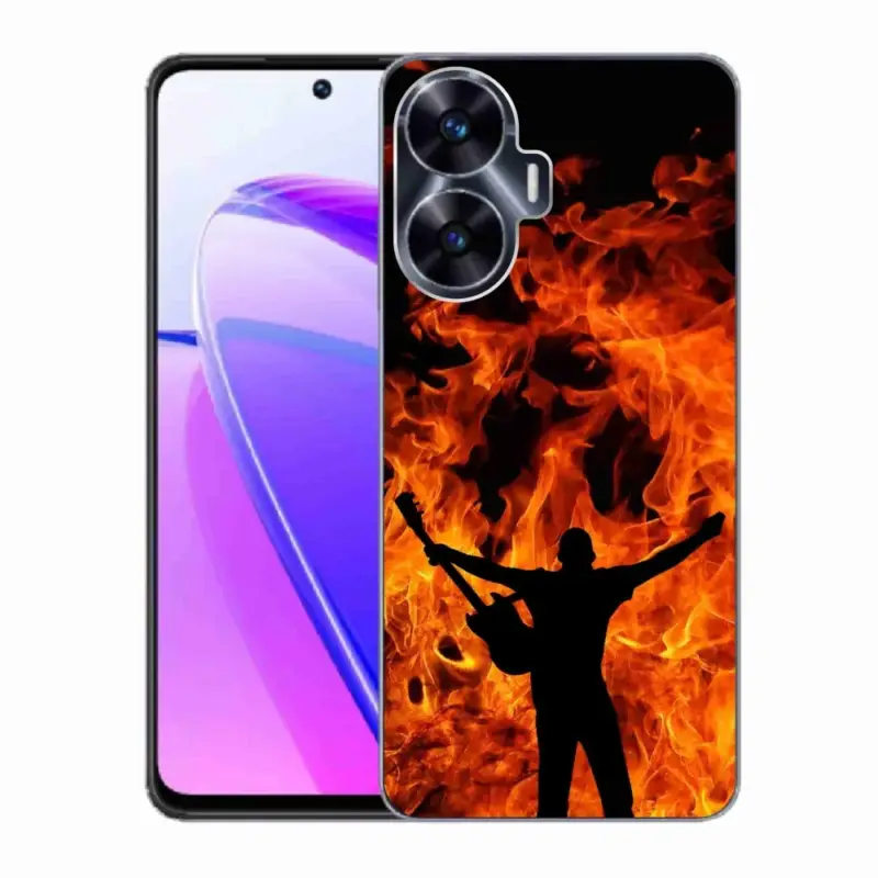 Horká Nabídka Gelový kryt mmCase na Realme C55 - muzikant a oheň
