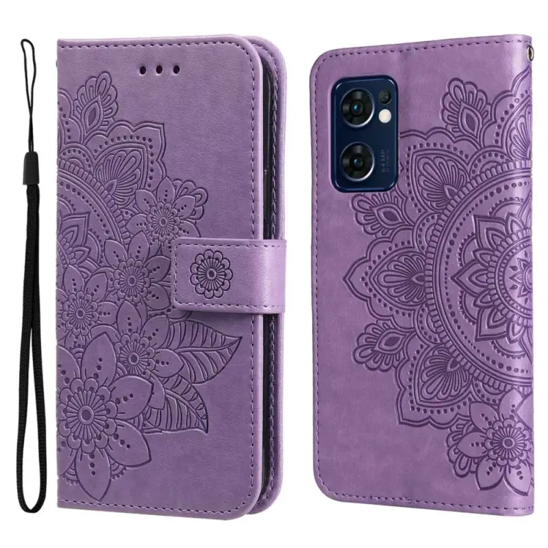 Výhodná Nabídka Mandala knížkové pouzdro na Oppo Find X5 Lite - fialové
