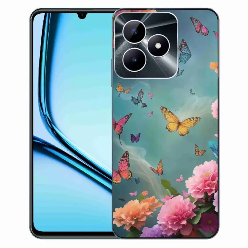 Novinka Gelový kryt mmCase na Realme Note 50 - barevné květy a motýli