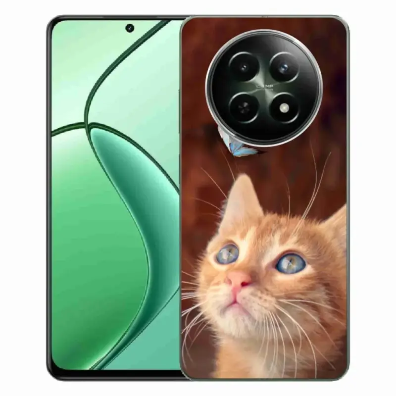 Přímo Od Výrobce Gelový kryt mmCase na Realme 12 5G/12x 5G - motýl a kotě