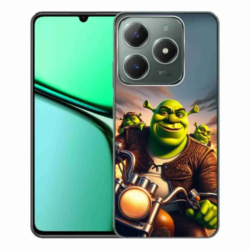 Vysoce Kvalitní Gelový kryt mmCase na Realme C61 - shrek na motorce
