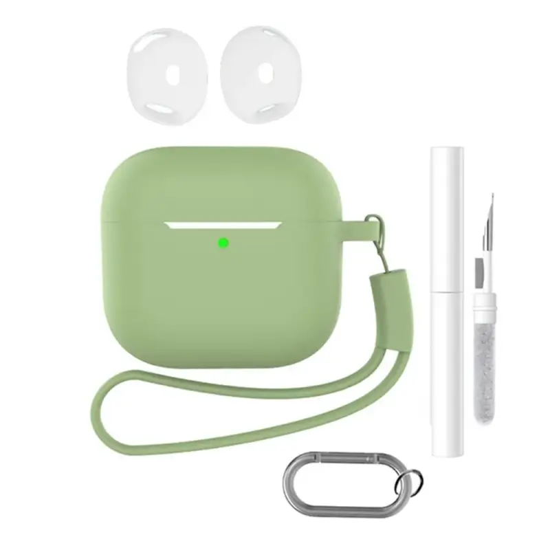 Omezená Nabídka Set silikonový obal na Apple AirPods 4 s čistící sadou - světlezelený