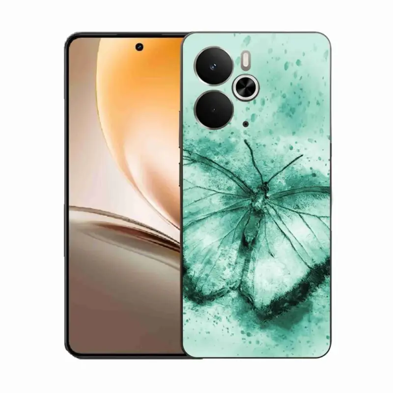Gelový kryt mmCase na Realme 14 5G/14T 5G - zelený motýl Originální