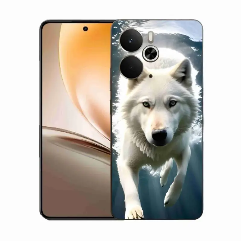 Gelový kryt mmCase na Realme 14 5G/14T 5G - bílý vlk Hit Sezóny