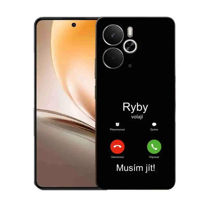 Gelový kryt mmCase na Realme 14 5G/14T 5G - ryby volají černé pozadí Aktuální