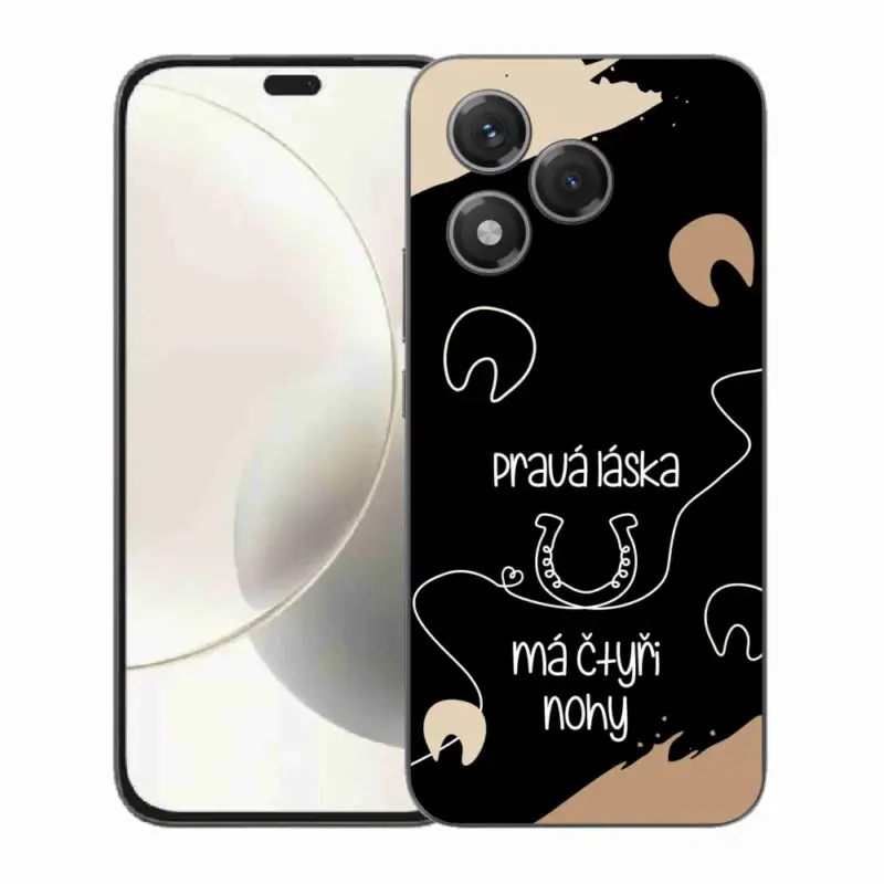 Gelový kryt mmCase na Honor 400 Lite - koňský motiv černé pozadí Levný