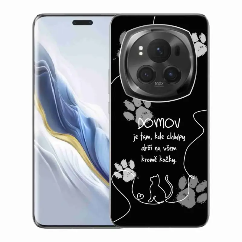 Gelový kryt mmCase na Honor Magic 6 Pro 5G - kočičí motiv černé pozadí Nová Kolekce