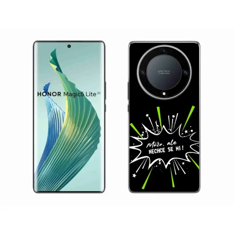 Časově Omezené Gelový kryt mmCase na Honor Magic 5 Lite 5G - vtipný text 11 černé pozadí