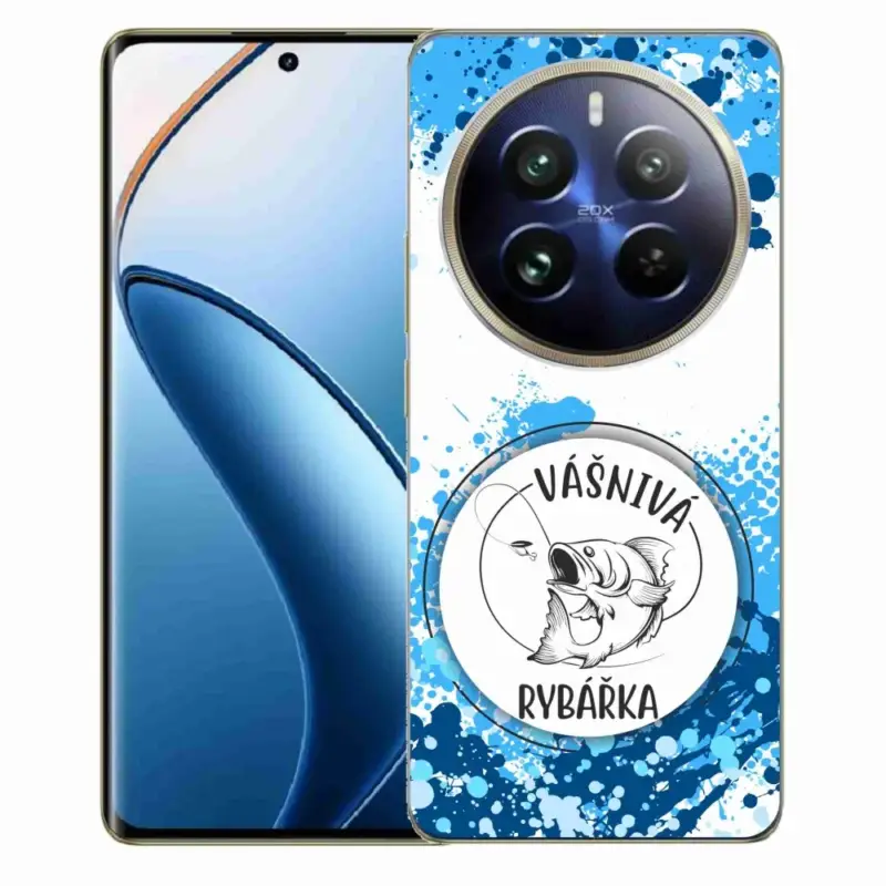 Finální Výprodej Gelový kryt mmCase na Realme 12 Pro 5G/12 Pro+ 5G - vášnivá rybářka bílé pozadí