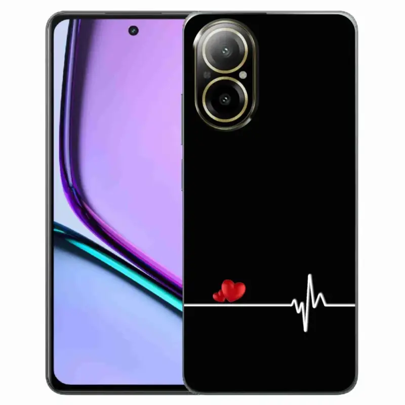 Gelový kryt mmCase na Realme C67 - srdce a tep černé pozadí Autentický