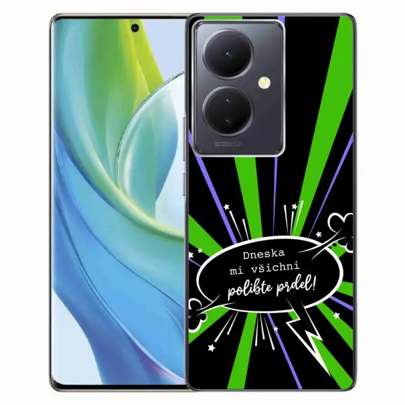 Levný Gelový kryt mmCase na Vivo V29 Lite 5G - vtipný text 15 černé pozadí