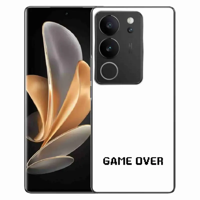 Cenová Bomba Gelový kryt mmCase na Vivo V29 5G - game over bílé pozadí