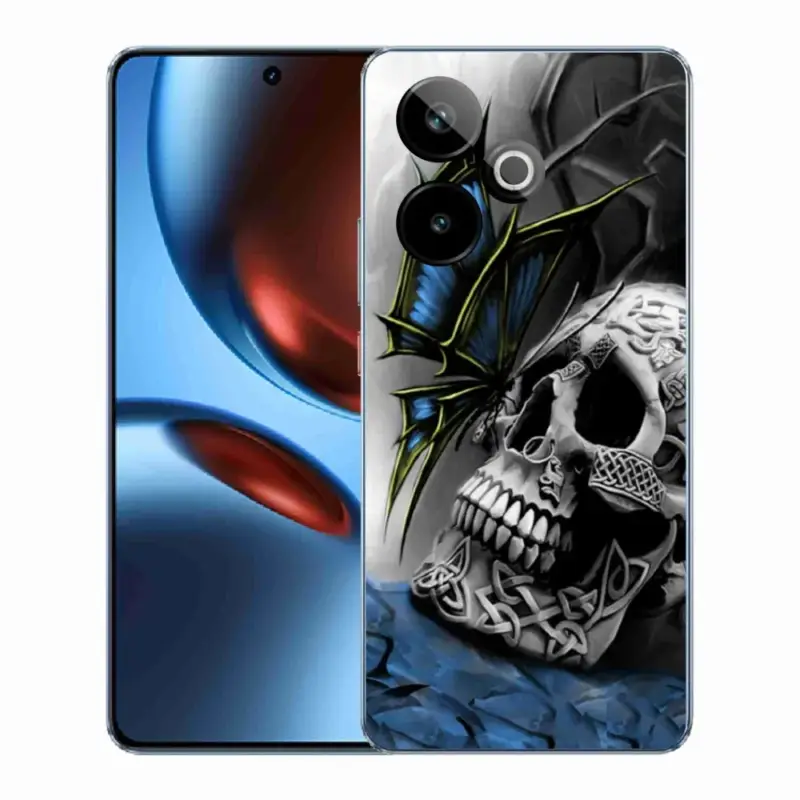 Rychlé Dodání Gelový kryt mmCase na Realme GT 7 5G/GT 7T 5G - motýl a lebka