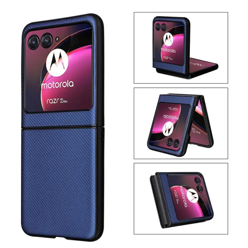 Textury plastový kryt s umělou kůží na Motorola Razr 40 Ultra 5G - modrý Kup Teď