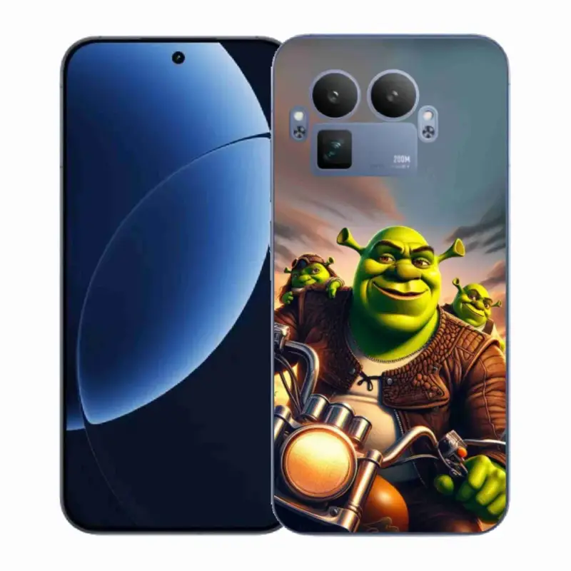 Nová Kolekce Gelový kryt mmCase na Realme GT 8 Pro - shrek na motorce