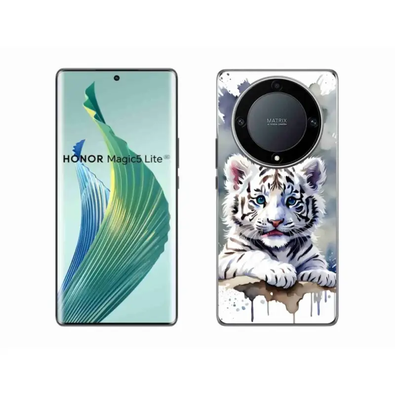 Gelový kryt mmCase na Honor Magic 5 Lite 5G - mládě bílého tygra Vrácení Zdarma