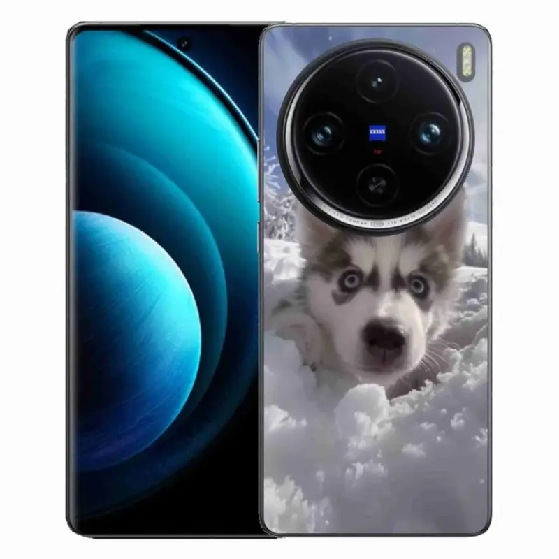 Oblíbený Gelový kryt mmCase na Vivo X100 Pro 5G - husky ve sněhu
