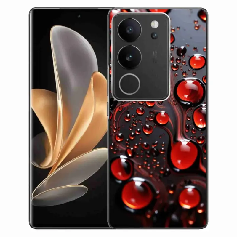 Gelový kryt mmCase na Vivo V29 5G - červené kapky 2 Zlevněný