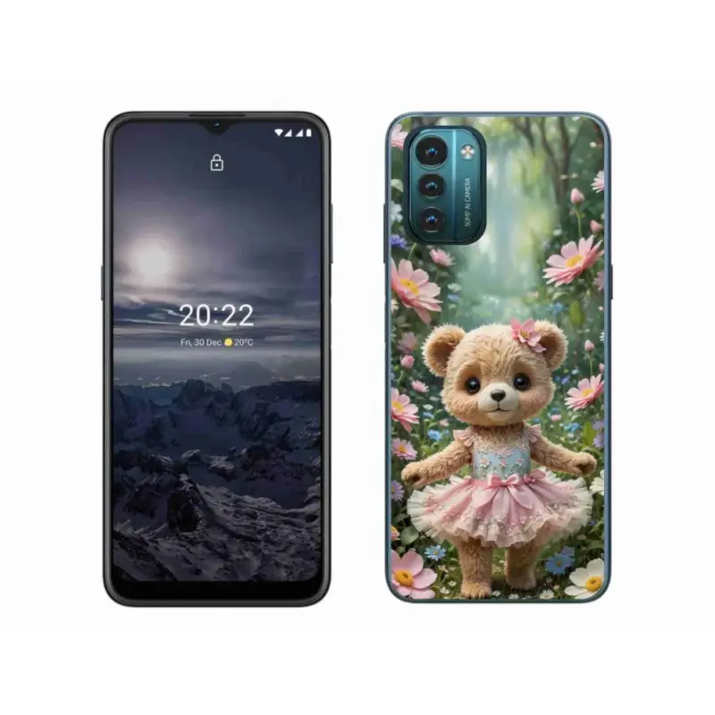 Nejlepší Cena Gelový kryt mmCase na Nokia G11/G21 - roztomilý medvídek v květinách