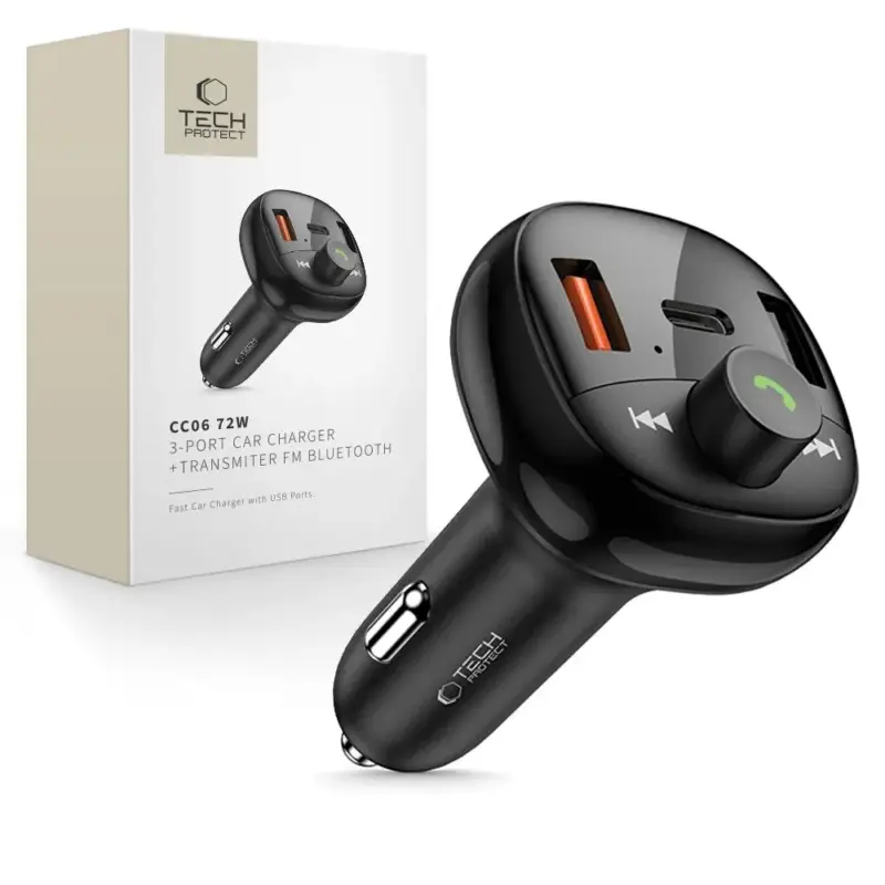 Tech-Protect CC06 PD73W Transmitter s bluetooth FM vysílačem - černý Cenově Výhodný
