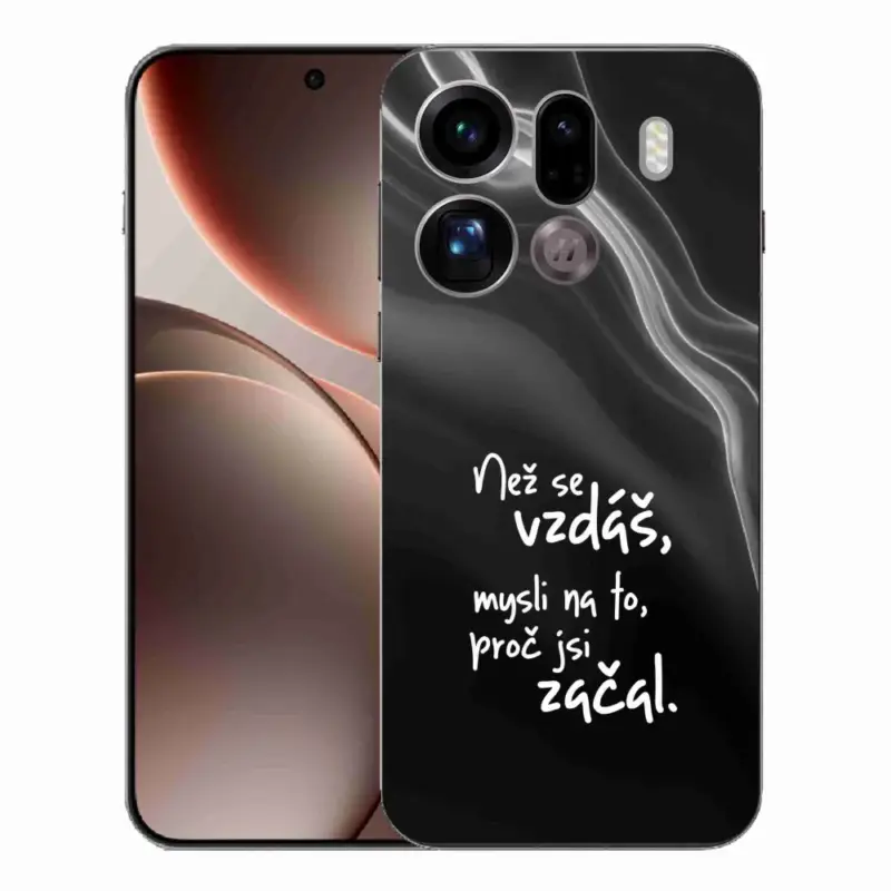 Gelový kryt mmCase na Oppo Find X9 Pro - citát 2 černé pozadí Vysoce Kvalitní