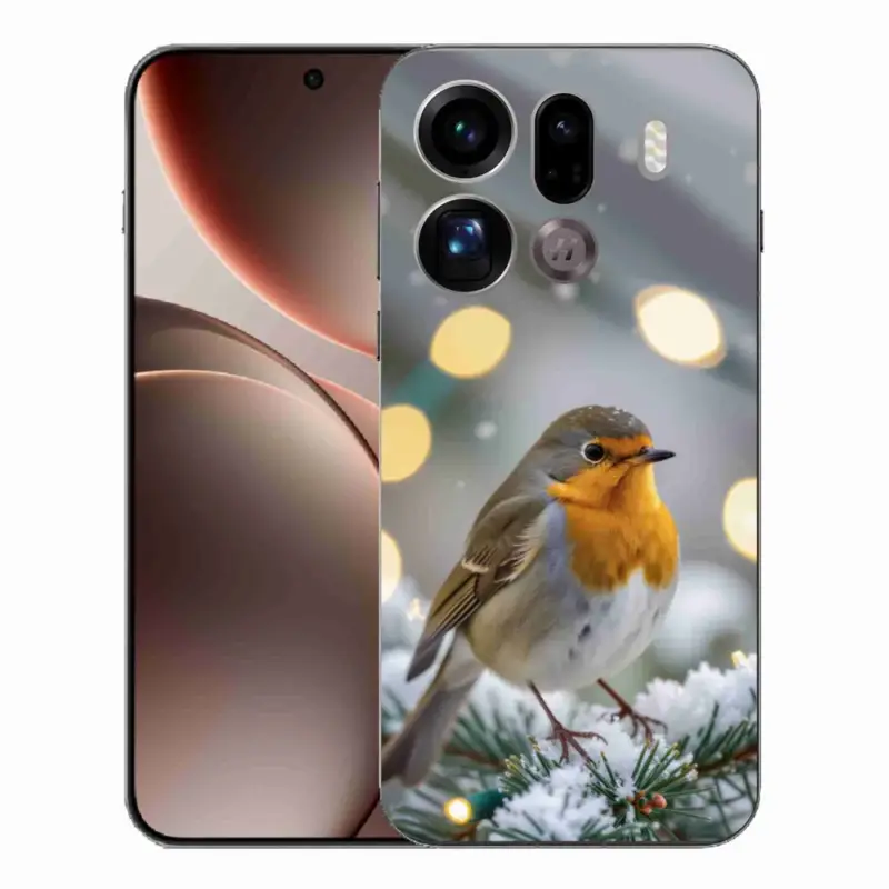 Zlevněný Gelový kryt mmCase na Oppo Find X9 Pro - červenka v zimě