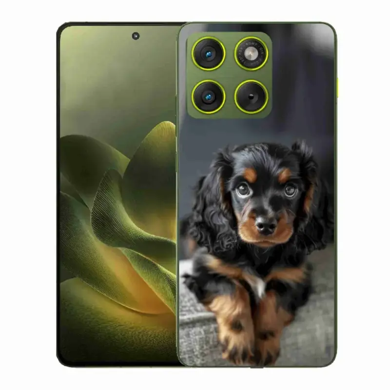 Gelový kryt mmCase na Motorola Edge 70 - roztomilý dlouhosrstý jezevčík Expresní Doručení