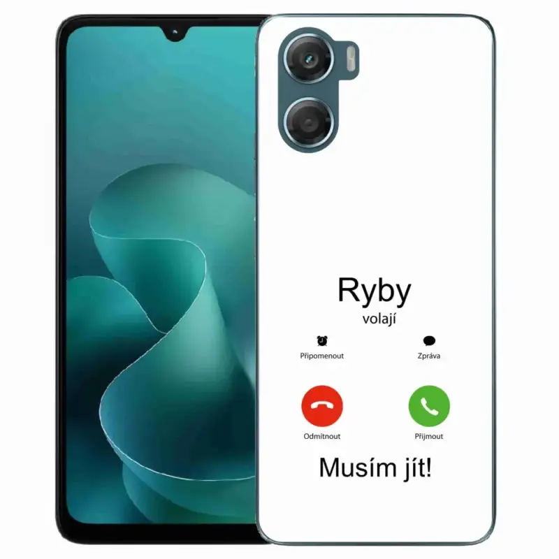Sleva Gelový kryt mmCase na Motorola G06/G06 Power - ryby volají bílé pozadí