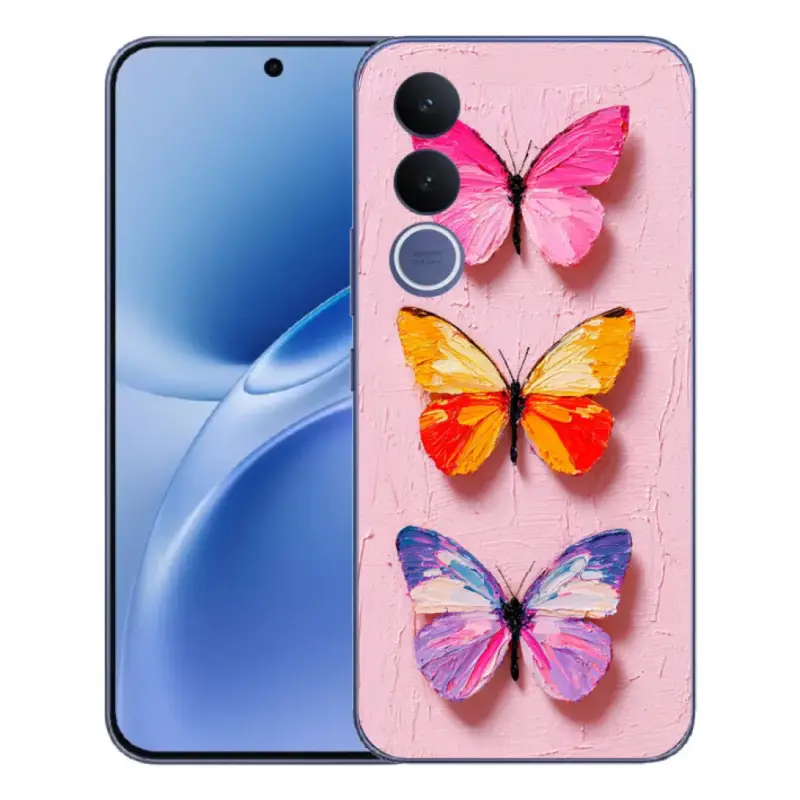 Gelový kryt mmCase na Vivo V70 FE - motýlí trojice Finální Výprodej