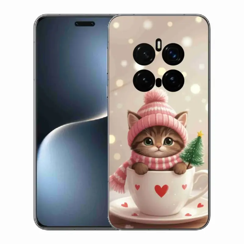 Přímo Od Výrobce Gelový kryt mmCase na Honor Magic 7 Pro 5G - vánoční kotě v hrnku