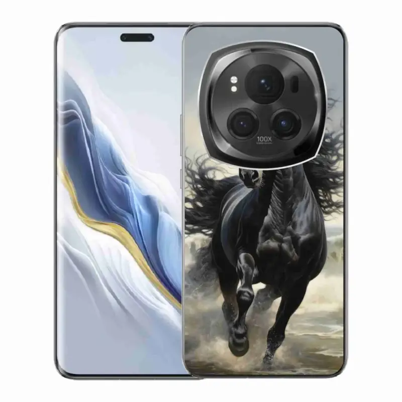 Gelový kryt mmCase na Honor Magic 6 Pro 5G - běžící černý kůň Omezená Nabídka