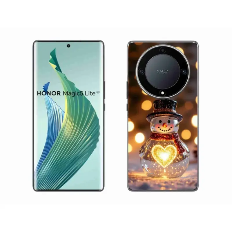 Expresní Doručení Gelový kryt mmCase na Honor Magic 5 Lite - svítící vánoční sněhulák
