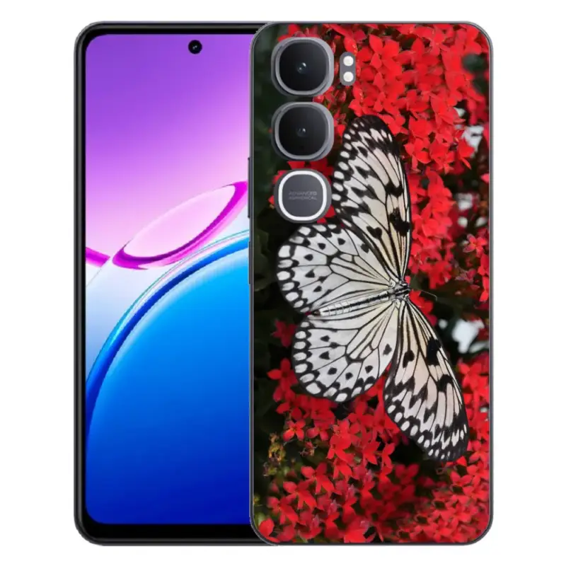 Gelový kryt mmCase na Vivo Y31 5G - černobílý motýl 1 Výprodej